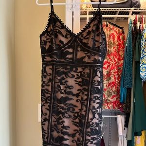 Lulus embroidered black cocktail dress